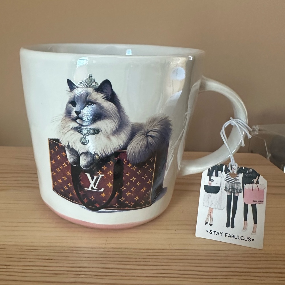 White Cat Print Ceramic Coffee Mug - Fashion Tote Design